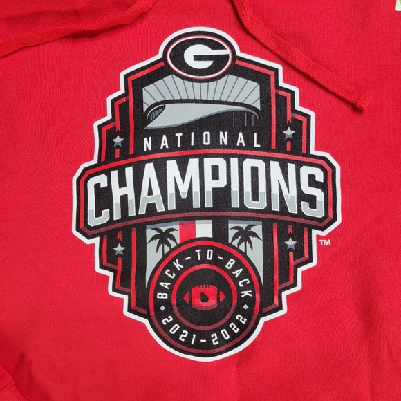 Georgia Bulldogs Back To Back National Champions Men's Hoodie Sz Medium Red New - Picture 2 of 7